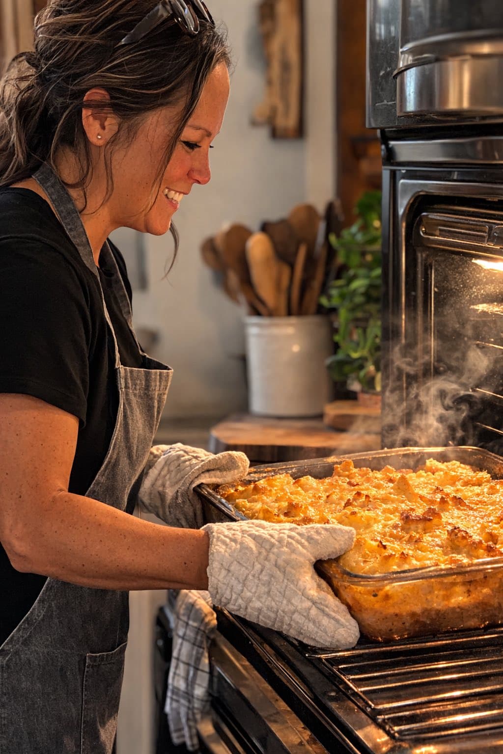 Steph, owner of For Goodness Bake, in the kitchen